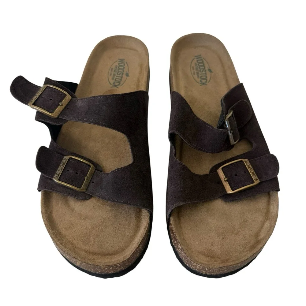 Woodstock Vintage Brand Bert Brown‎ Leather Double  Strap Sandals 11M #S2